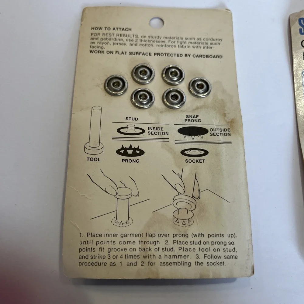 Snap Fasteners with Attaching Tool 6 sets—includes 5 Packages Plus Loose